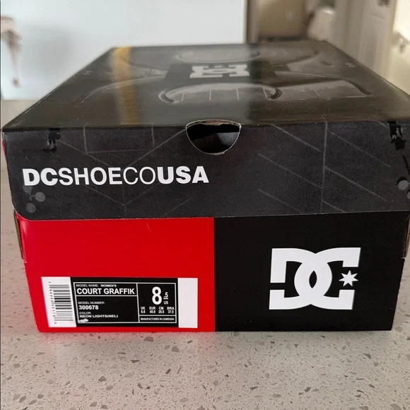 DC Black and Blue Sneakers with Pink Accents - Picture 1 of 5